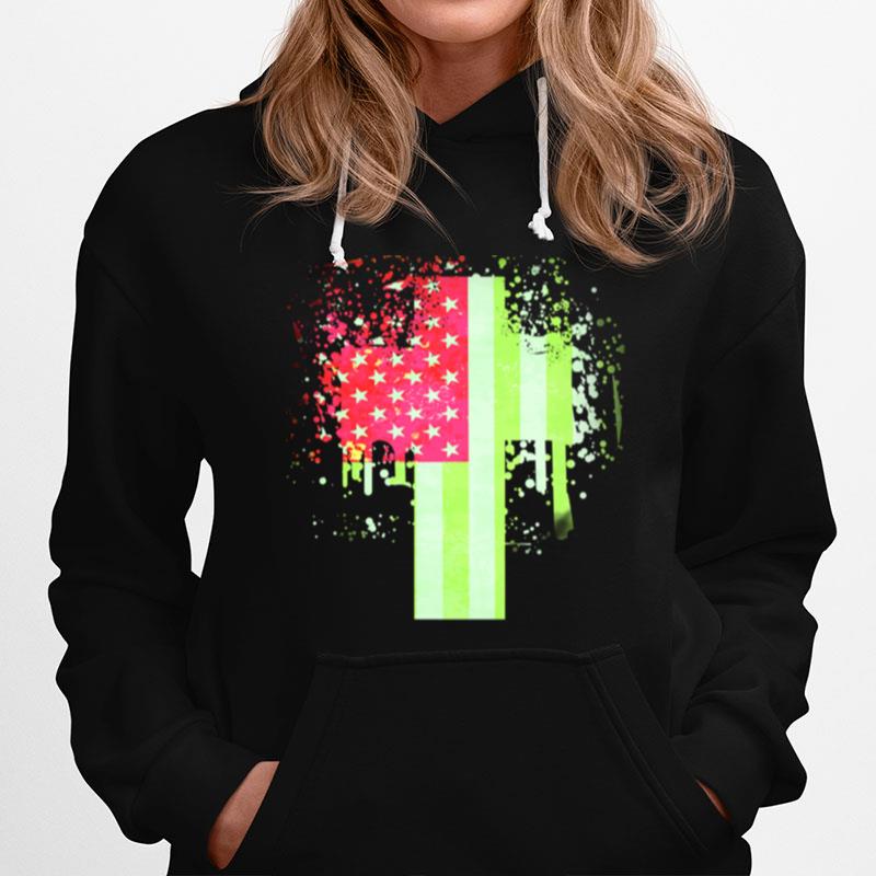 Graffiti Spray Paint Cross With American Flag Hoodie