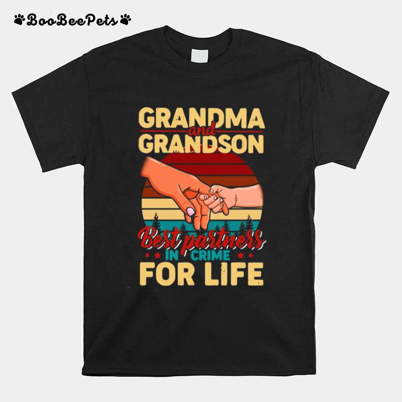 Grandma And Grandson Best Partners In Crime For Life Vintage Retro T-Shirt