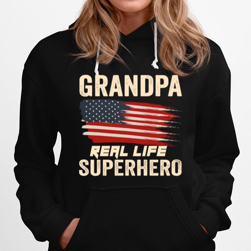 Grandpa Real Life Superhero Us Flag Hoodie