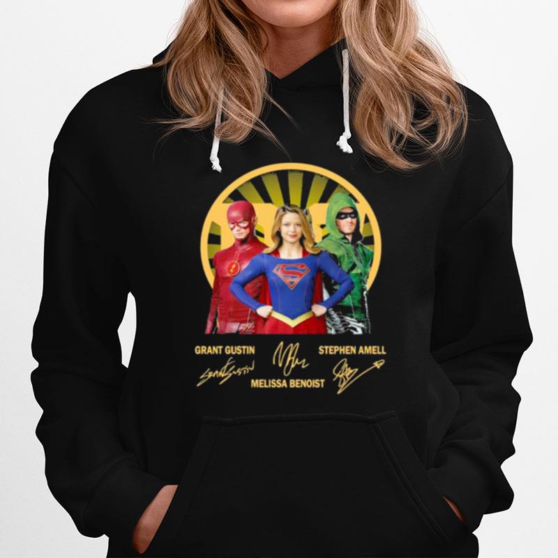 Grant Gustin Melissa Benoist Stephen Amell Heros Signuature Hoodie