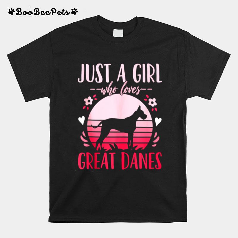 Great Dane Just A Girl Who Loves Great Danes Retro T-Shirt