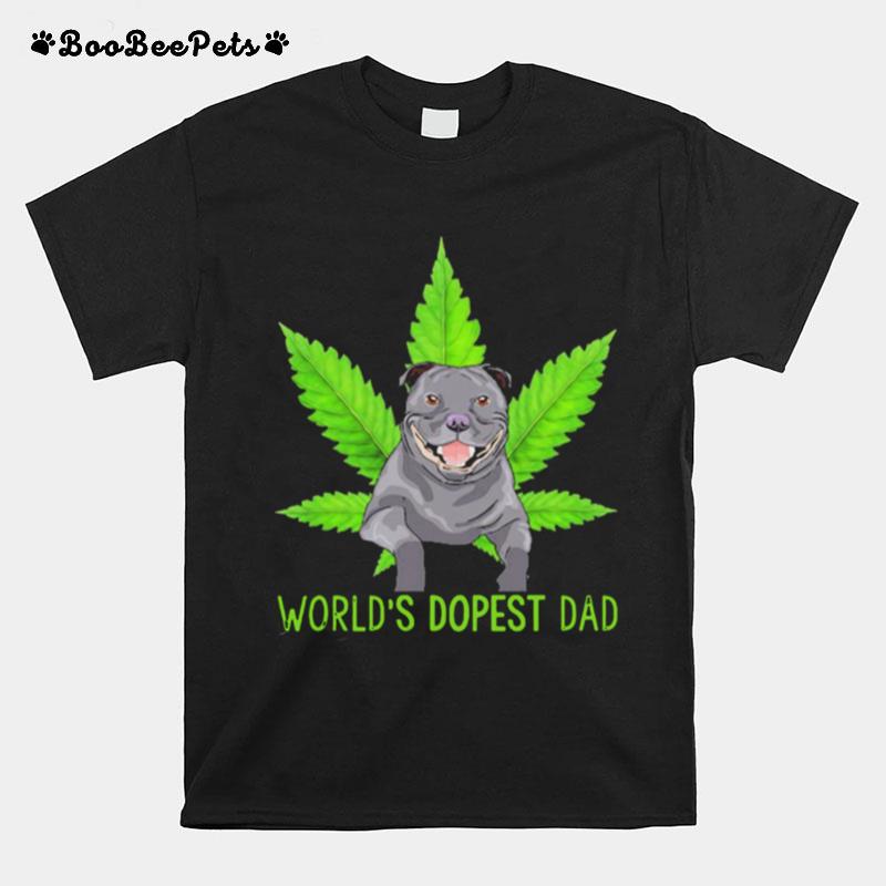 Great Weed Pitbull Worlds Dopest Dad T-Shirt