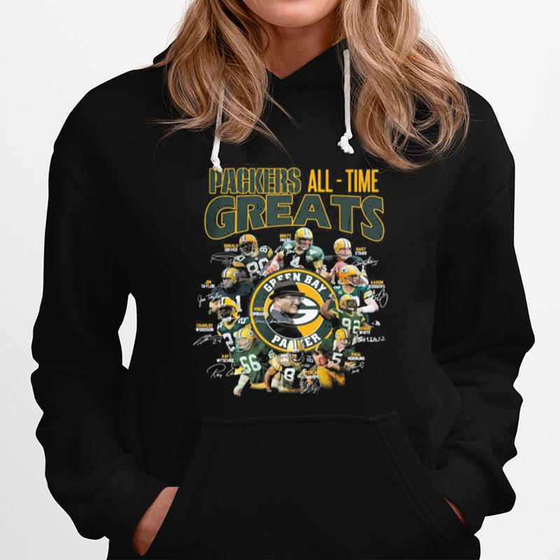 Green Bay Packers All Time Greats Players Signatures Hoodie