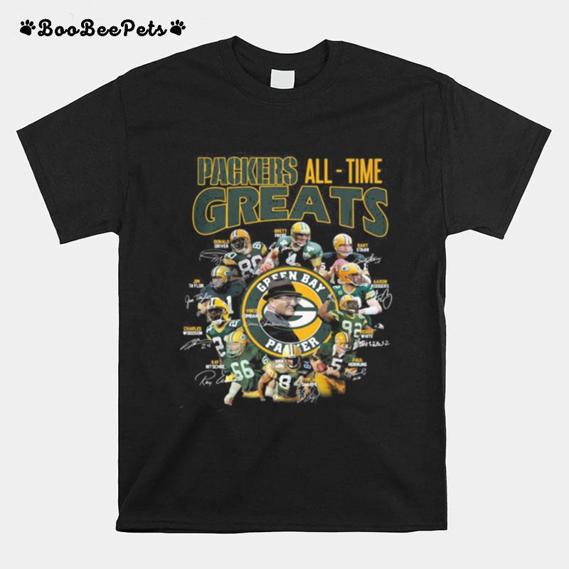 Green Bay Packers All Time Greats Players Signatures T-Shirt