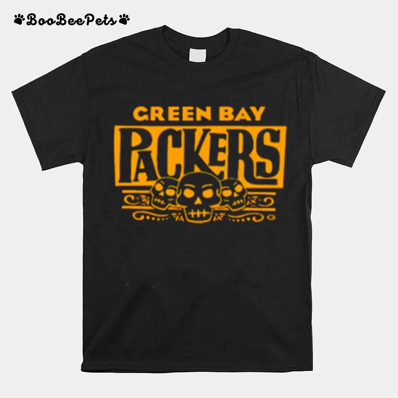 Green Bay Packers Halloween Packers Sugar Skull T-Shirt