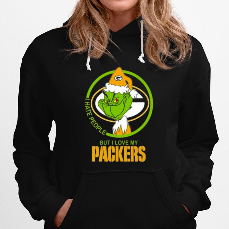 Green Bay Packers Nfl Christmas Santa Grinch I Hate People But I Love My Favorite Football Team Hoodie