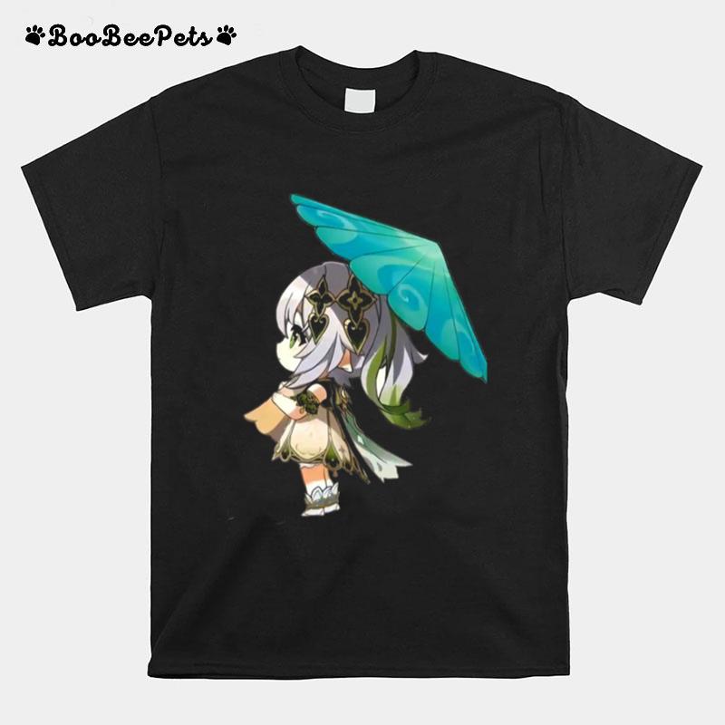 Green Umbrella Chibi Nahida Genshin Impact T-Shirt