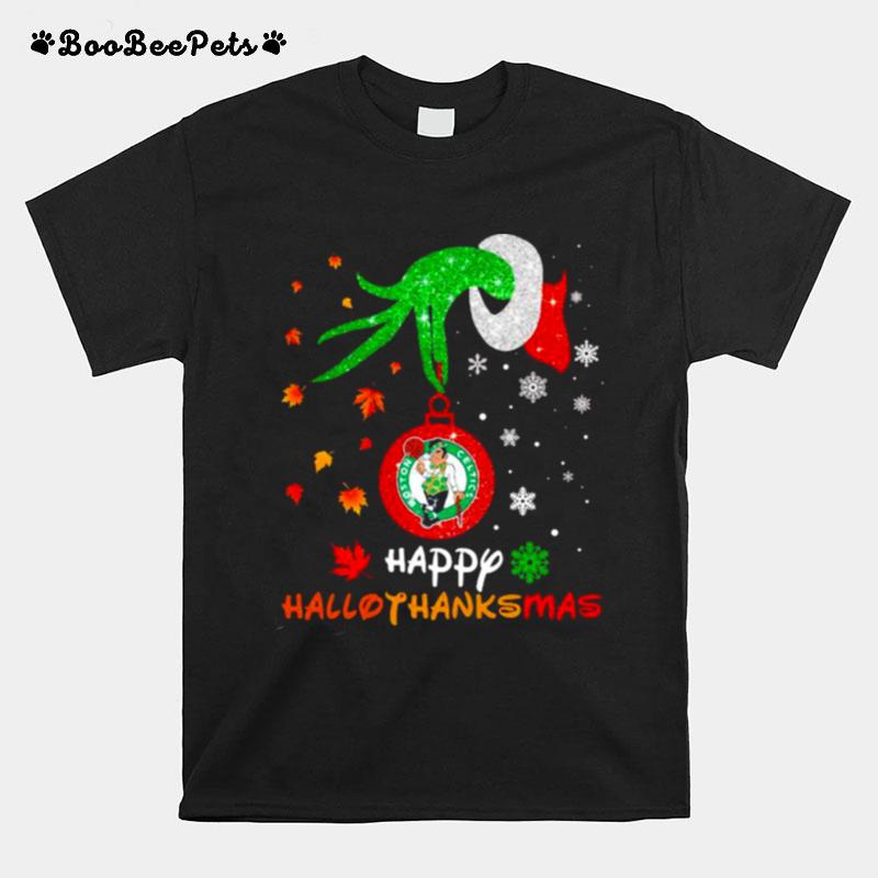 Grinch Boston Celtics Happy Hallothanksmas T-Shirt