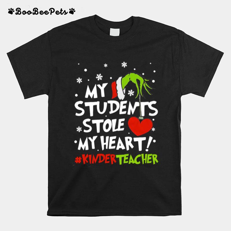 Grinch Hand Holding Heart My Students Stole My Heart Kinderteacher T-Shirt