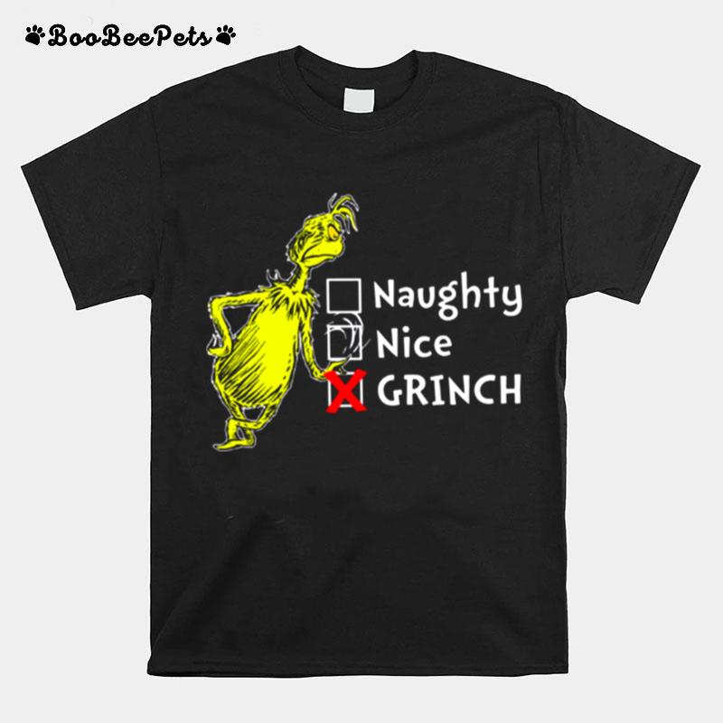 Grinch Naughty Nice Wonderful Time Of The Year Merry Christmas T-Shirt