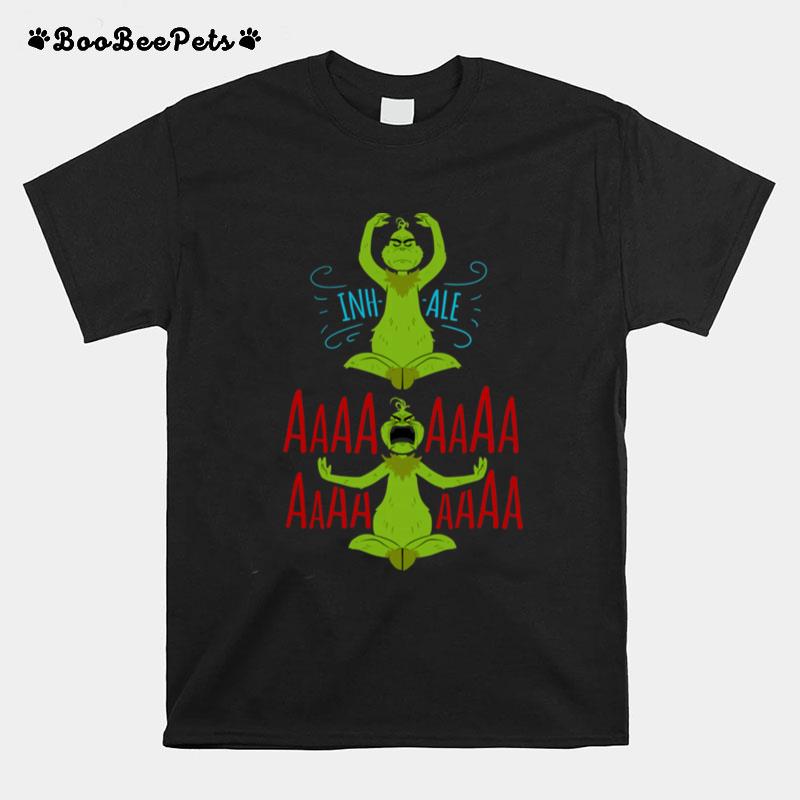 Grinch Yoga Inhale Aaa Christmas T-Shirt