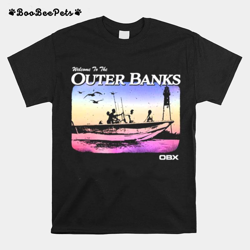 Group Shot Boat Search Silhouette Welcome To Outer Banks T-Shirt