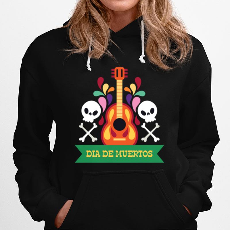 Guitar Sugar Skull Dia De Muertos Day Dead Hoodie