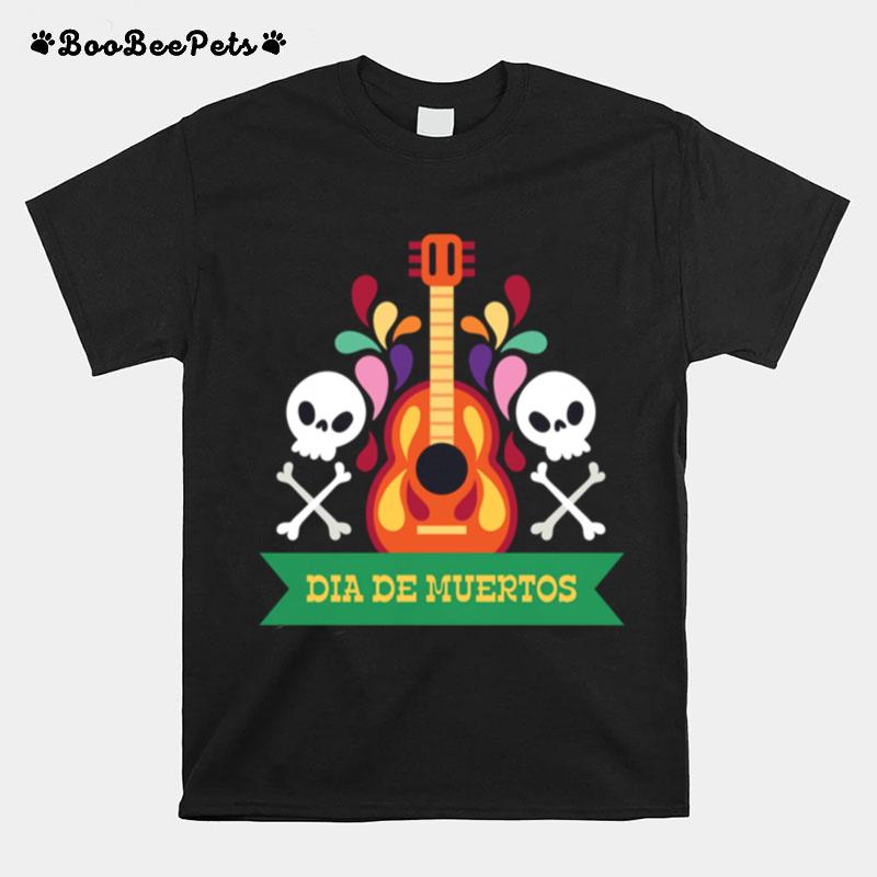 Guitar Sugar Skull Dia De Muertos Day Dead T-Shirt