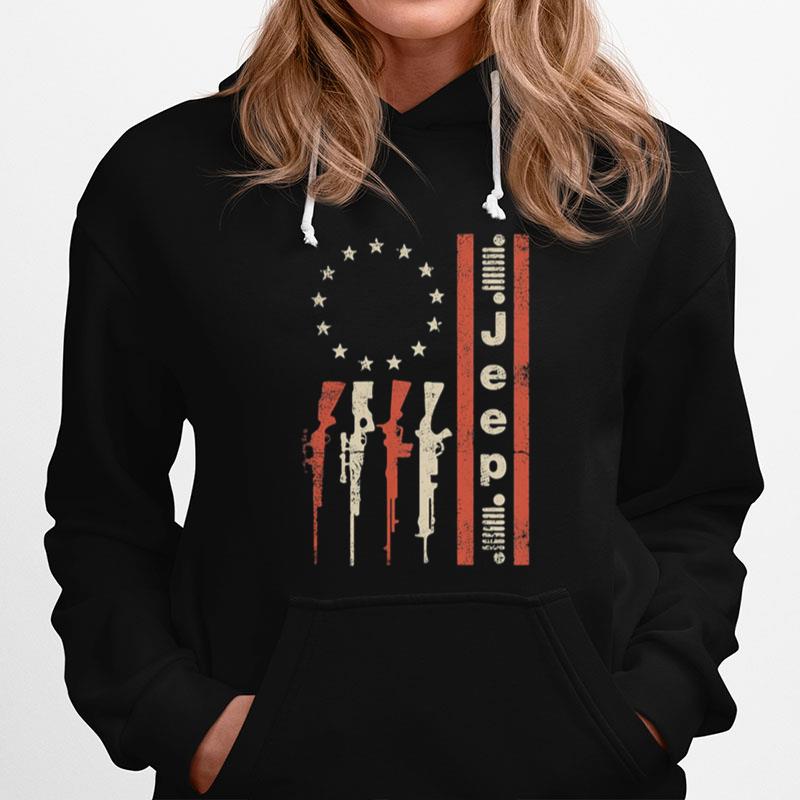 Guns Vintage American Flag Hoodie