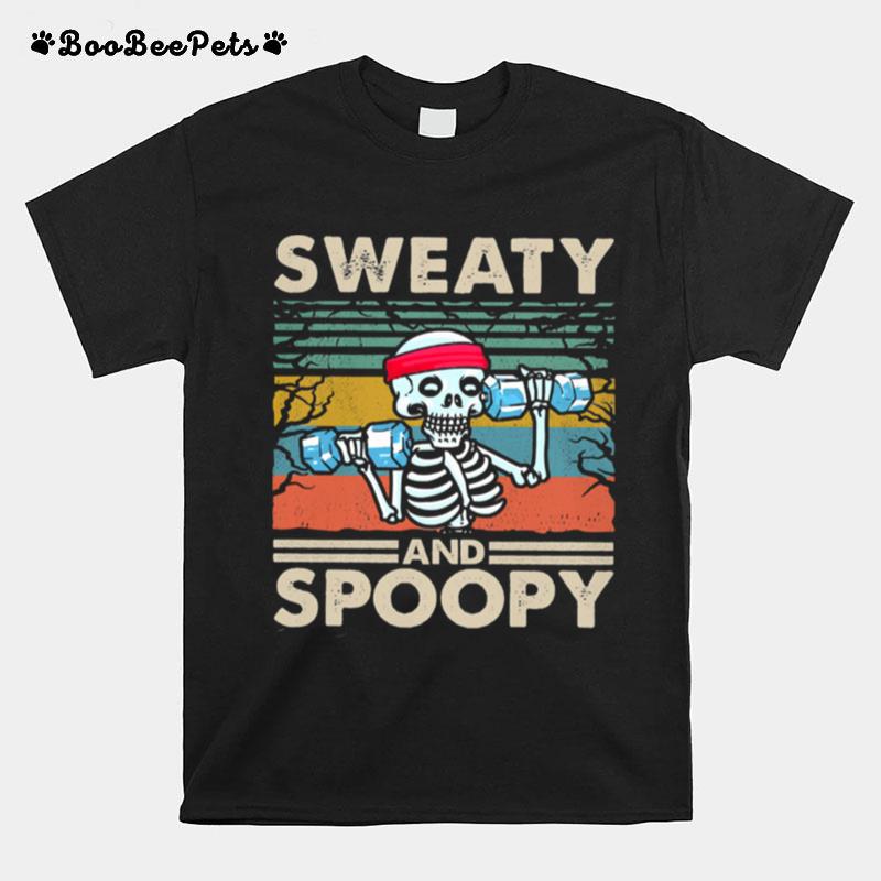 Gym Sweaty And Spoopy Skeleton Fitness Vintage T-Shirt