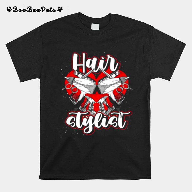 Hairdresser Gift Hair Stylist Heart Scissors Hairstylist T-Shirt