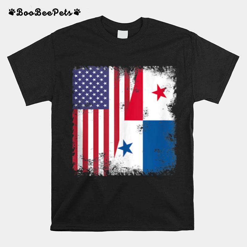 Half Panamanian Flag Vintage Panama Usa T-Shirt