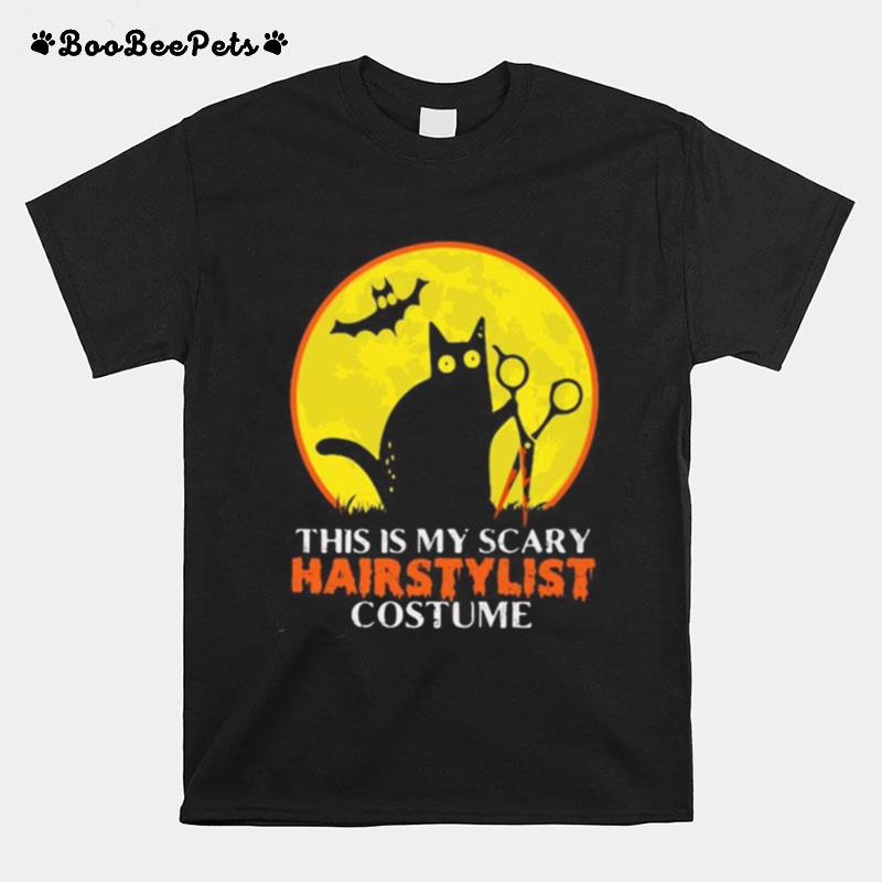 Halloween Black Cat This Is My Scary Hairstylist Costume Sunset T-Shirt