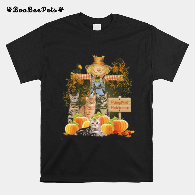 Halloween Cats Figurehead Pumpkins Patch T-Shirt