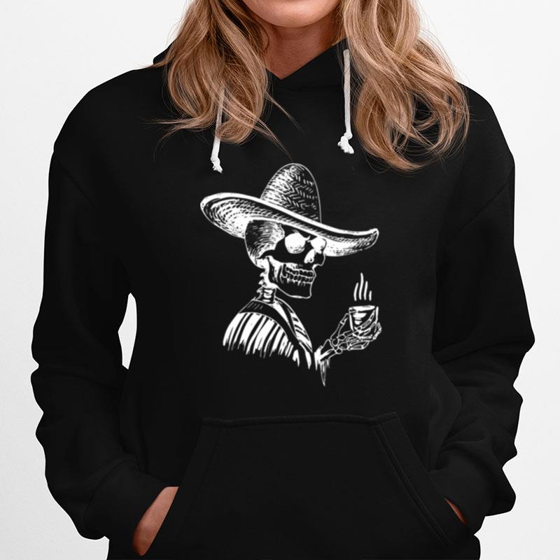 Halloween Coffee Drinking Skeleton Skull Hoodie