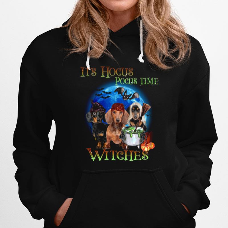 Halloween Dachshund It%E2%80%99S Hocus Pocus Time Witches Tshirt Hoodie