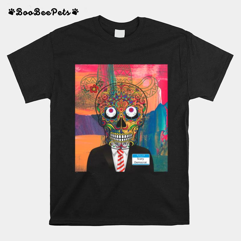 Halloween Day Of The Dead Scary Democrat Sugar Skull Man T-Shirt