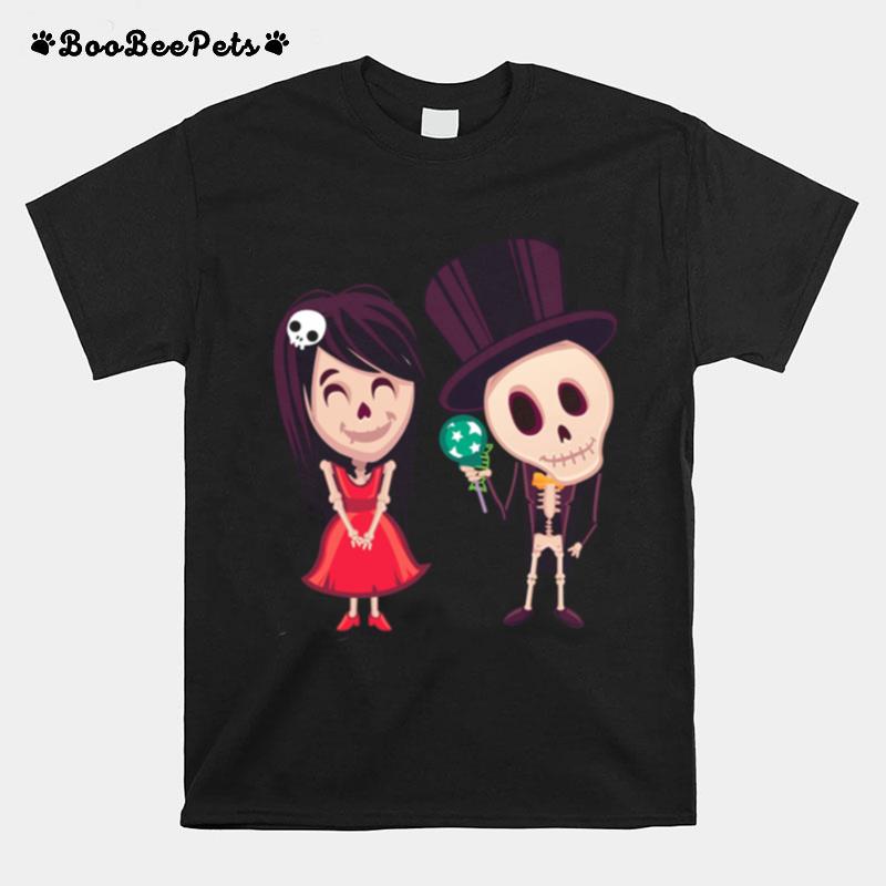 Halloween Day Of The Dead Skeleton Couple T-Shirt