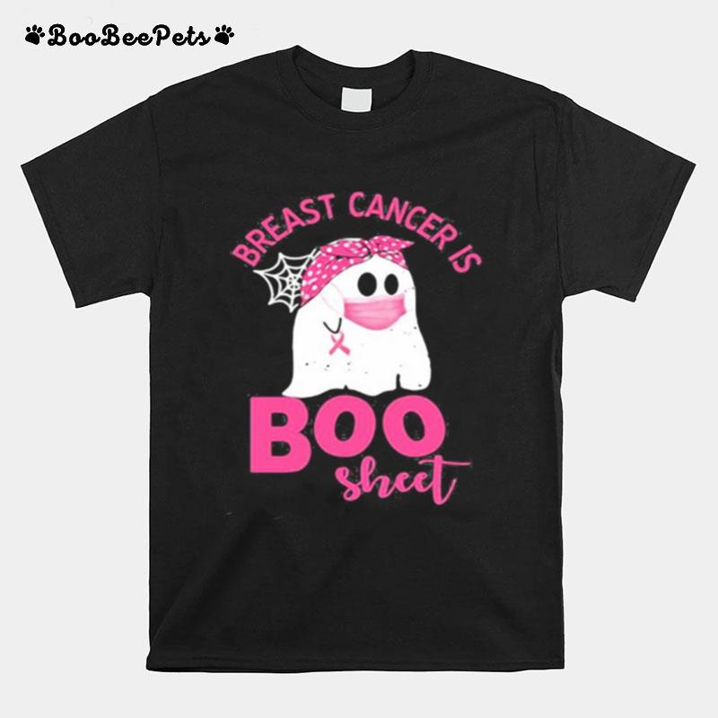 Halloween Ghost Breast Cancer Awareness Is Boo Sheet T-Shirt