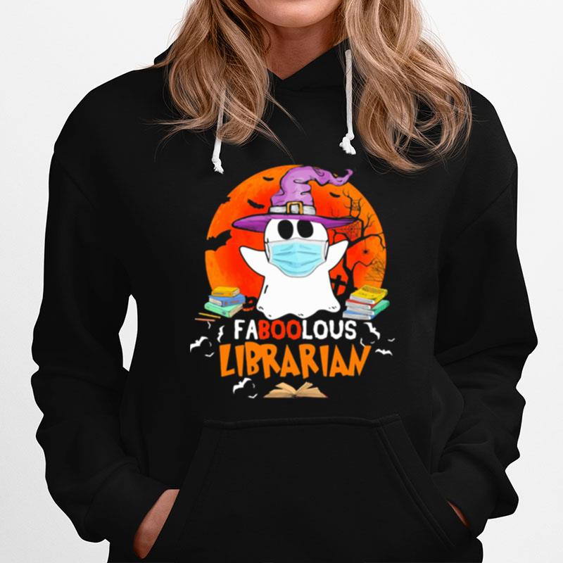 Halloween Ghost Mask Faboolous Librarian Moon Hoodie