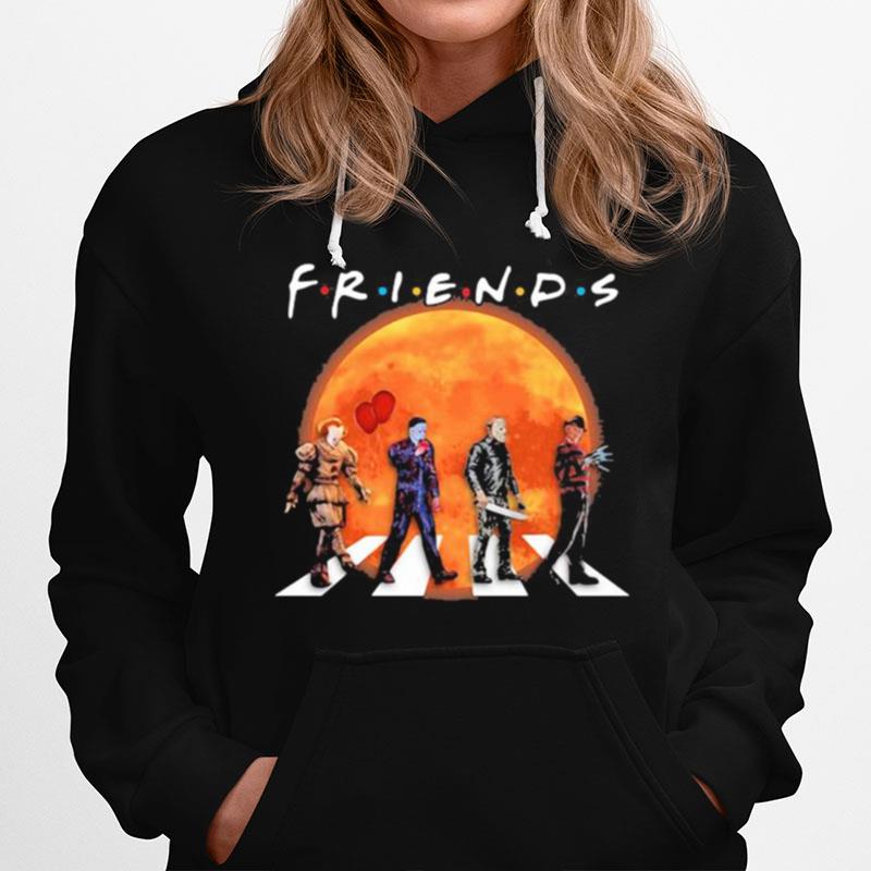 Halloween Horror Characters Crossing The Line Friends Moon Hoodie