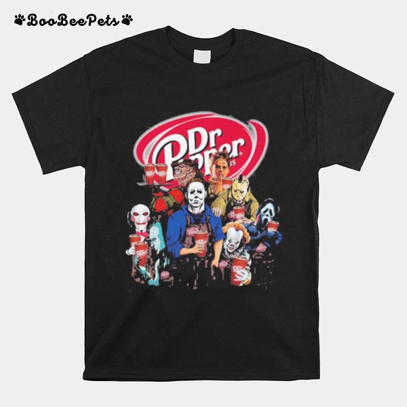 Halloween Horror Characters Dr Pepper Logo T-Shirt