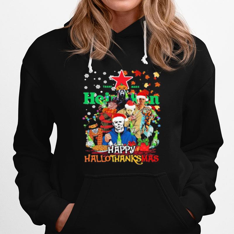 Halloween Horror Characters Heineken Happy Hallothanksmas Halloween Thanksgiving Christmas Hoodie