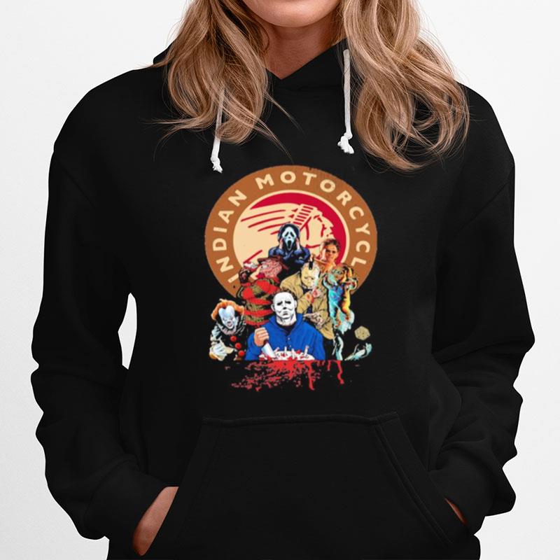 Halloween Horror Characters Indian Motorcycle Logo Hoodie