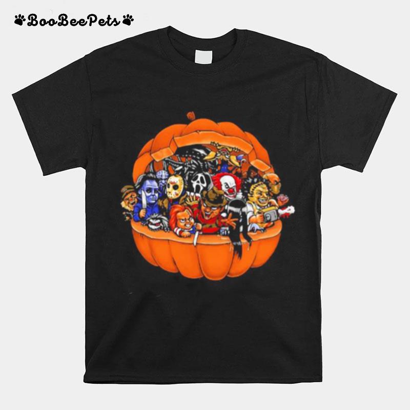 Halloween Horror Characters Pumpkin T-Shirt