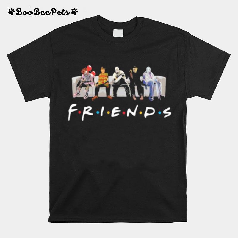 Halloween Horror Characters Sitting On Sofa Friends T-Shirt