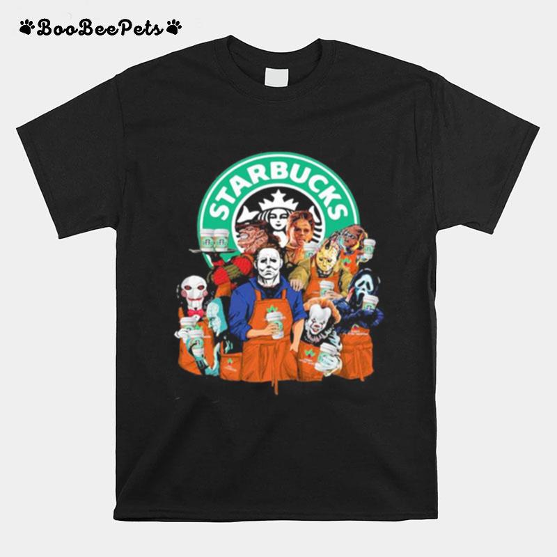 Halloween Horror Characters Starbucks Coffee T-Shirt