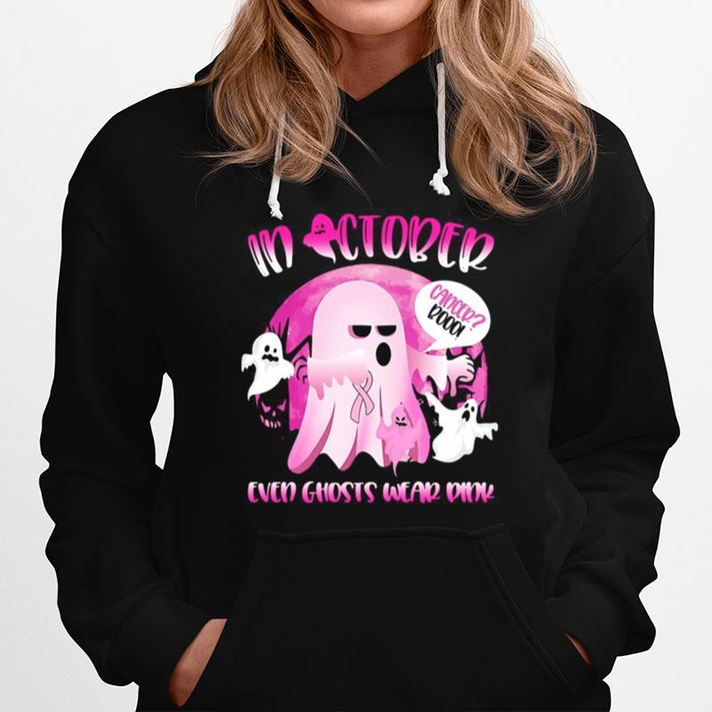 Halloween In October We Wear Pink Ghost Boo Breast Cancer Hoodie