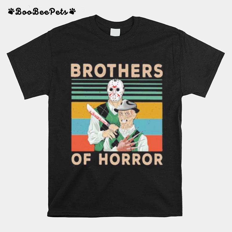 Halloween Jason Voorhees Freddy Krueger Brothers Of Horror Vintage Retro T-Shirt