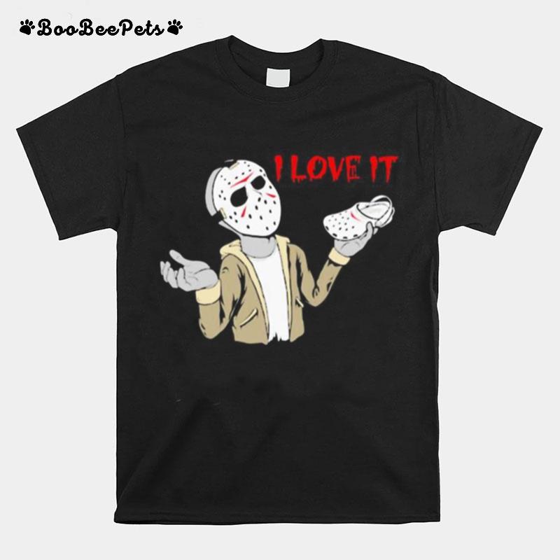 Halloween Jason Voorhees I Love It Cross T-Shirt