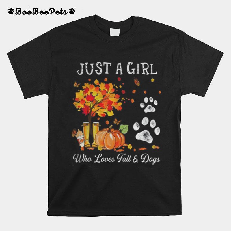 Halloween Just A Girl Who Loves Fall And Dogs T-Shirt