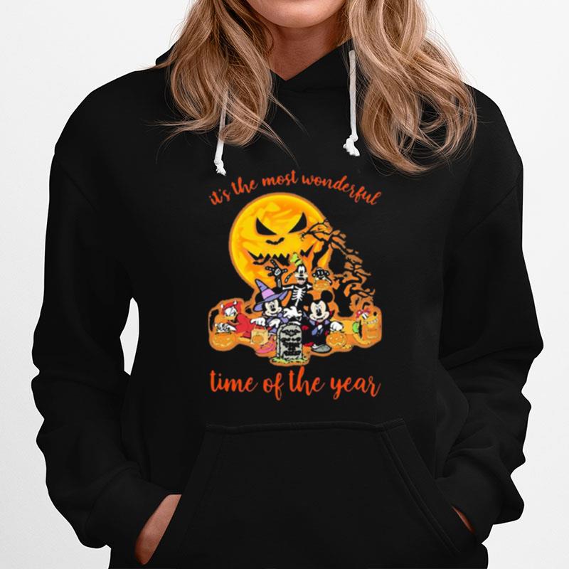 Halloween Mickey Mouse Cartoon Characters It%E2%80%99S The Most Wonderful Time Of The Year Moon Hoodie