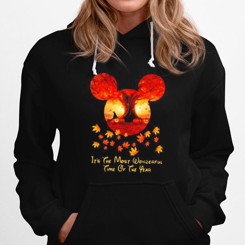 Halloween Mickey Mouse Its The Most Wonderful Time Of The Year Leaves Map Hoodie