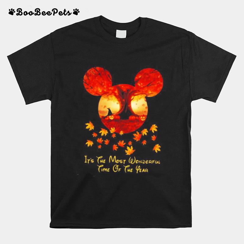Halloween Mickey Mouse Its The Most Wonderful Time Of The Year Leaves Map T-Shirt