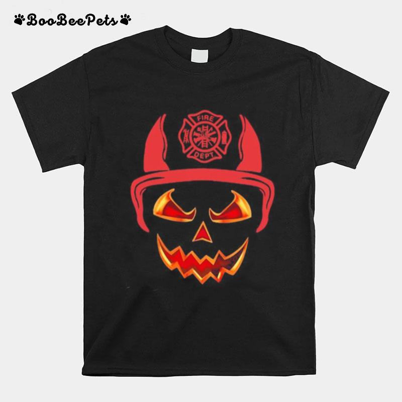 Halloween Pumpkin Firefighter Fireman Fire T-Shirt