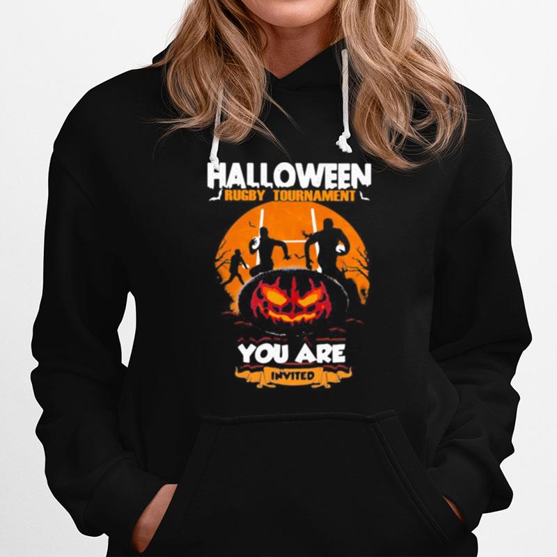 Halloween Rugby Tournament You Are Invited Pumpkin Moon Hoodie