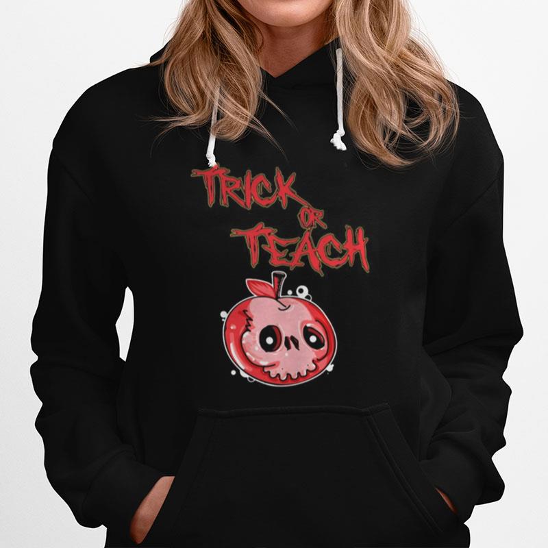 Halloween Skull Apple Trick Or Teach Hoodie