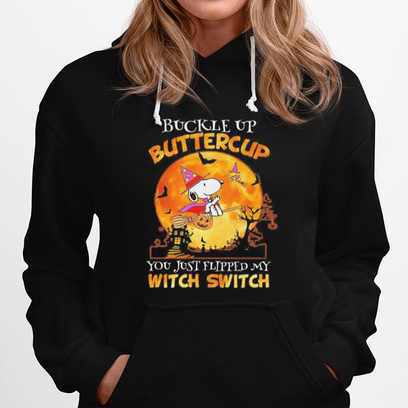 Halloween Snoopy Buckle Up Buttercup You Just Flipped My Witch Switch Moon Hoodie