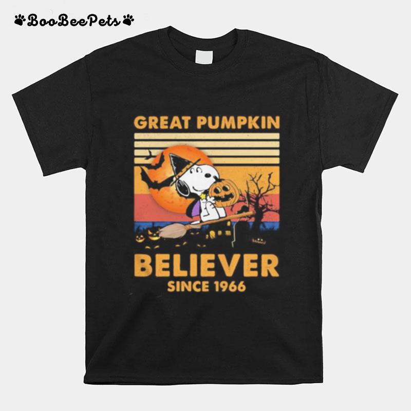 Halloween Snoopy Witch Great Pumpkin Believer Since 1966 Vintage Retro T-Shirt