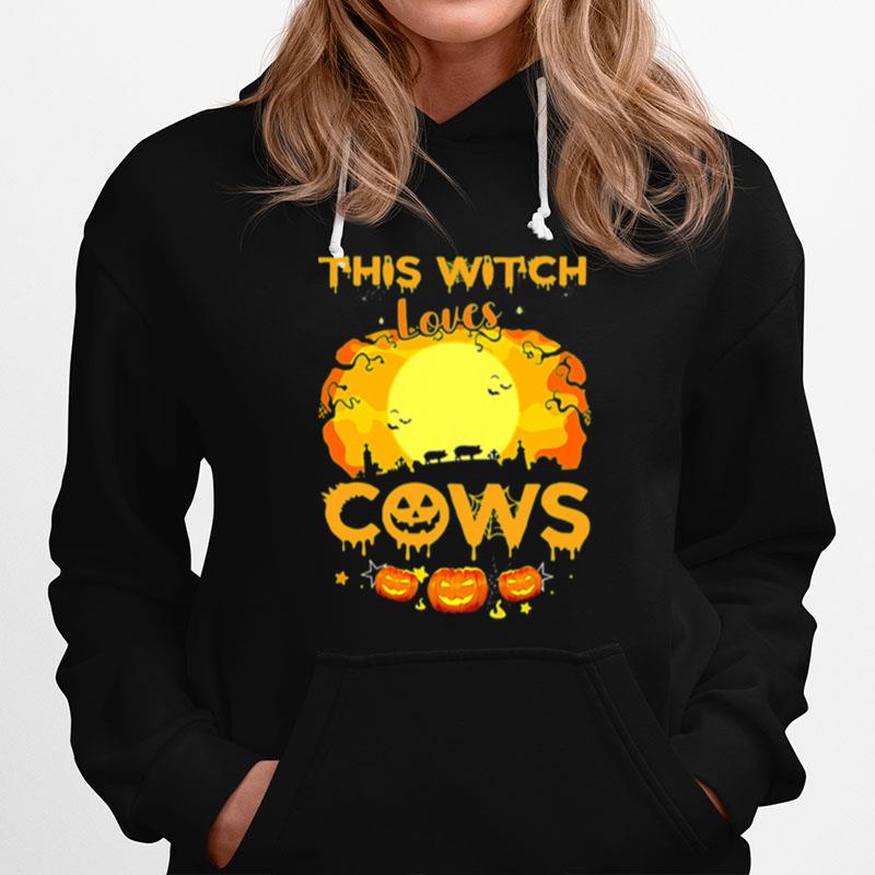 Halloween This Witch Loves Pigs Cows Pumpkins Hoodie